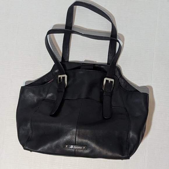 B. Makowsky Black Supple Leather Shoulder Tote Bag Purse - Picture 8 of 15